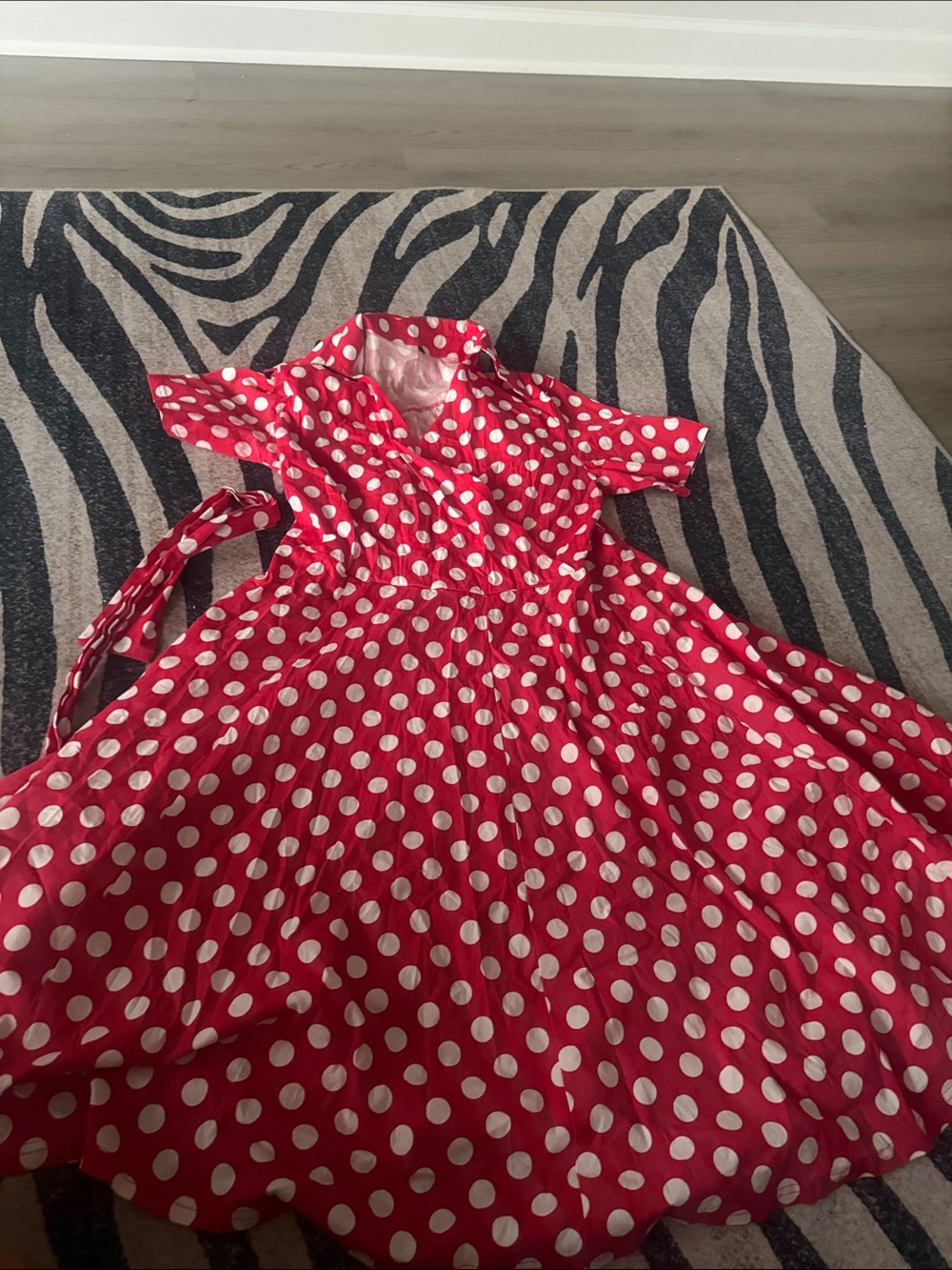 Red Polka Dot Button-Front Wrap Dress